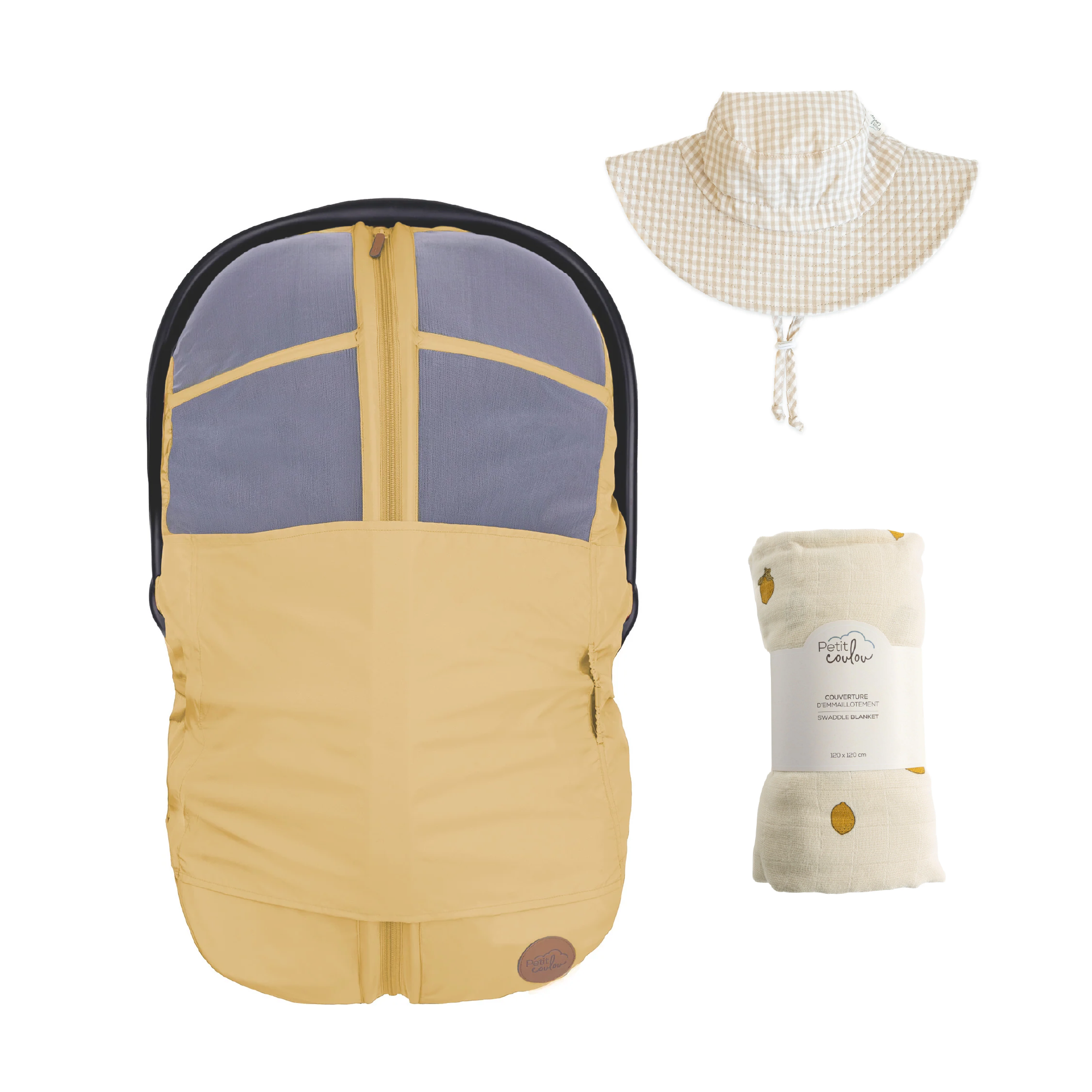 Combo : Housse été 4-en-1 pour siège d'auto avec mousseline et chapeau soleil