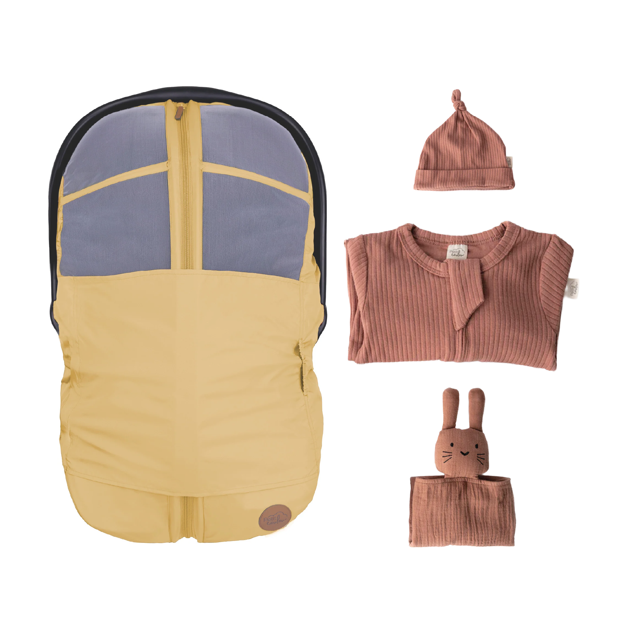 Combo : Housse été 4-en-1 pour siège d'auto et coffret-cadeau pour nouveau-né