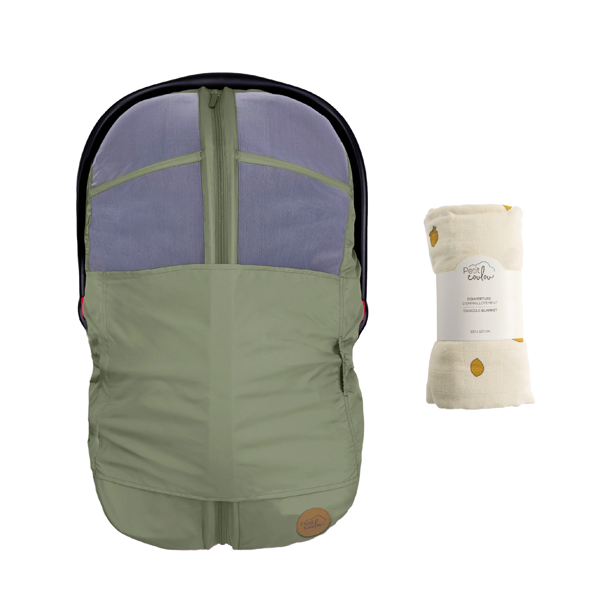 Bundle: 4-in-1 summer car seat cover and swaddle blanket