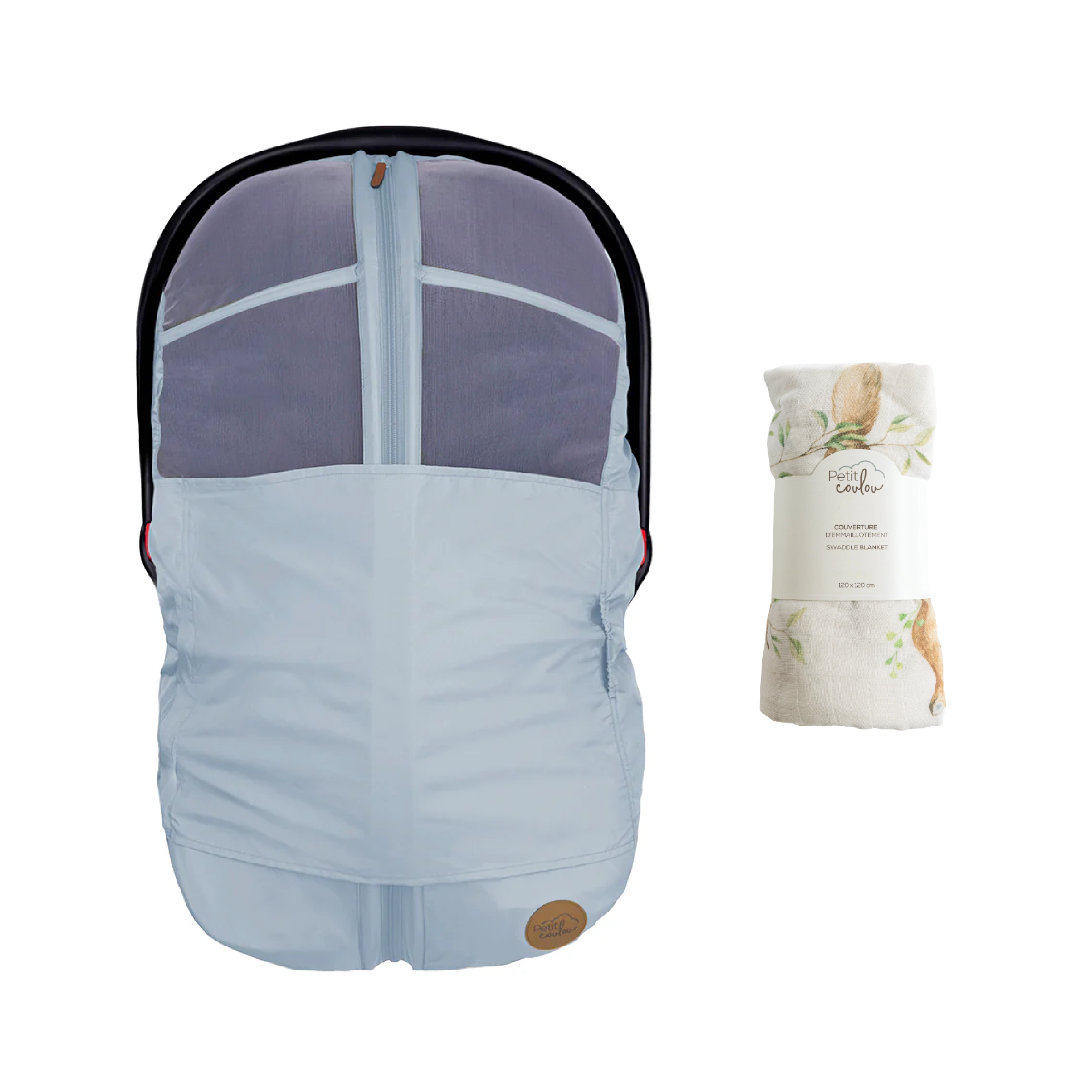 Bundle: 4-in-1 summer car seat cover and swaddle blanket