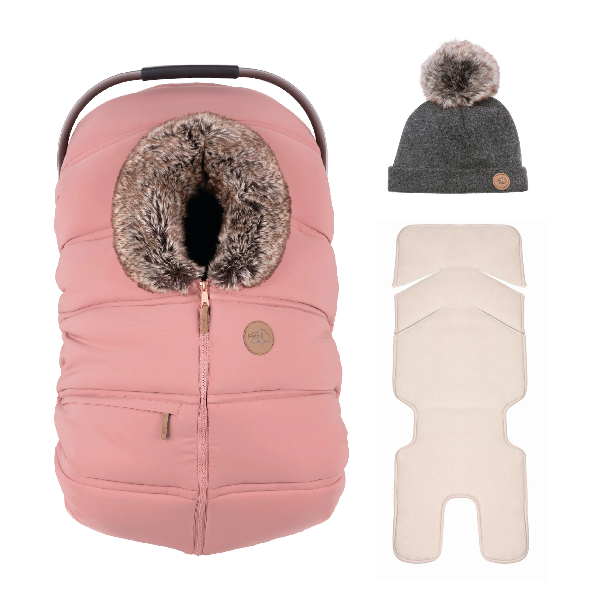 Ensemble : Housse hiver classique avec une tuque pompon 0-6m et un fond isolant