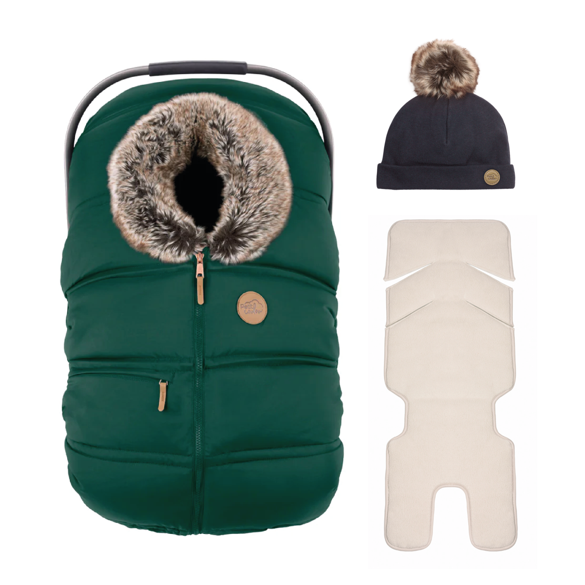 Ensemble : Housse hiver classique avec une tuque pompon 0-6m et un fond isolant