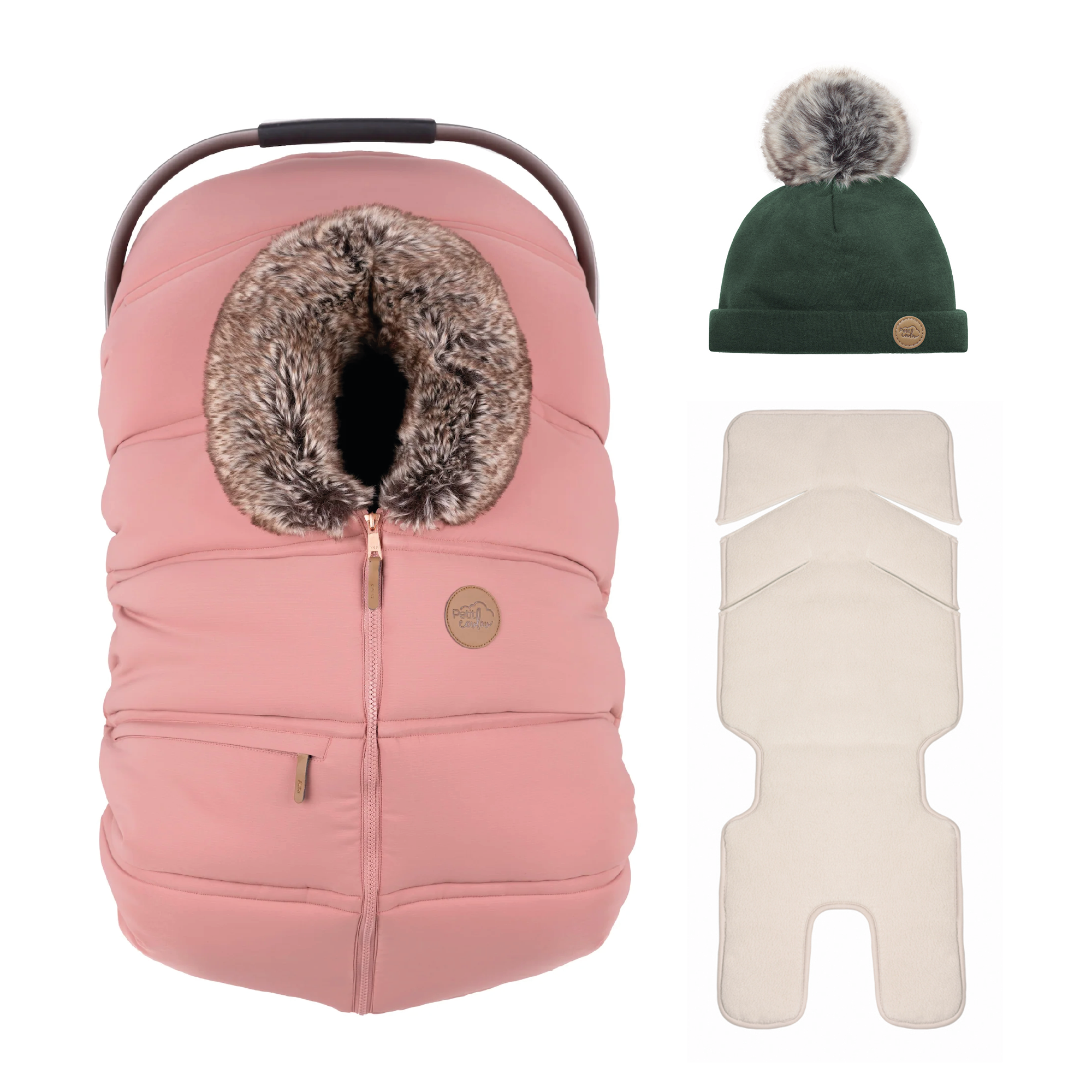 Ensemble : Housse hiver classique avec une tuque pompon 0-6m et un fond isolant