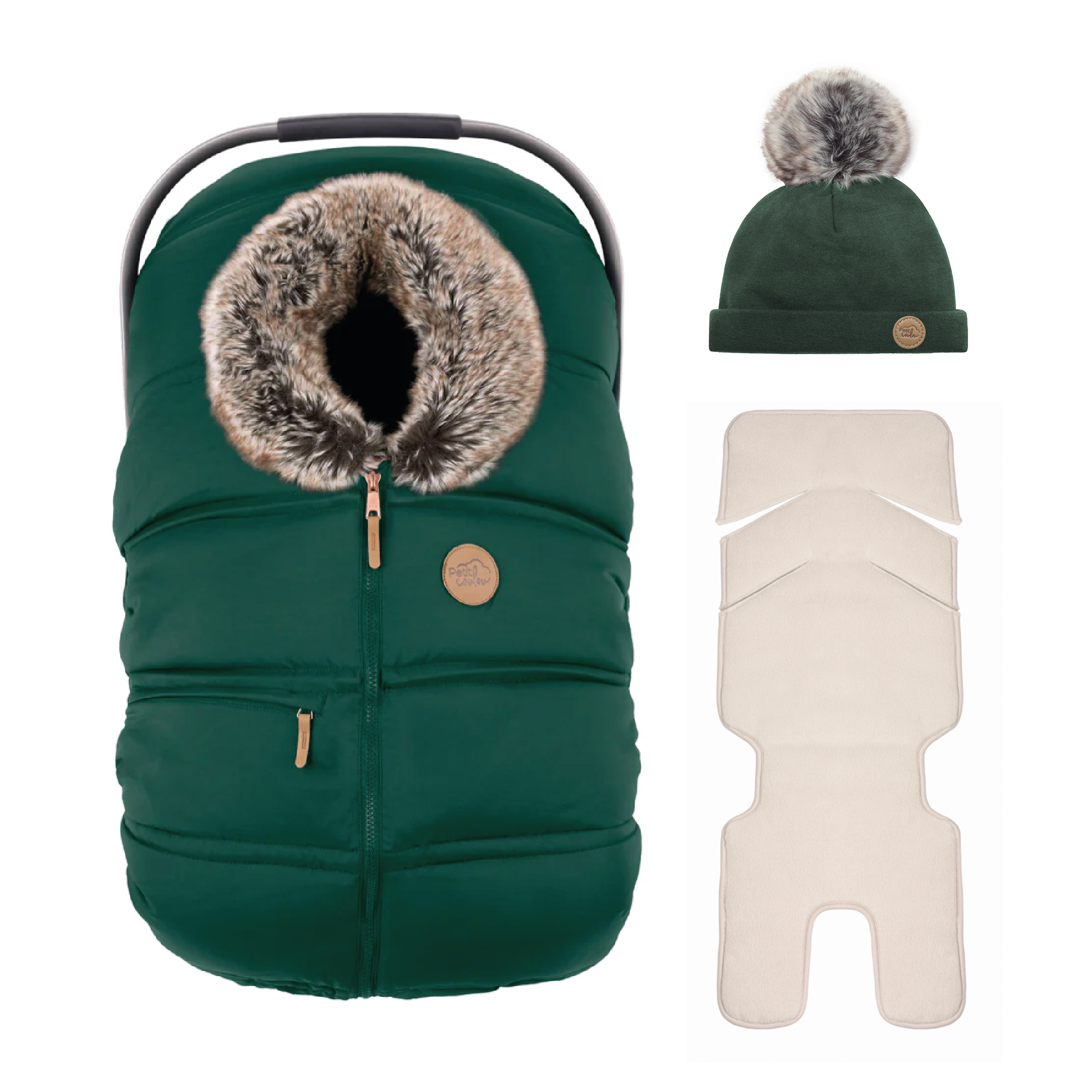 Ensemble : Housse hiver classique avec une tuque pompon 0-6m et un fond isolant