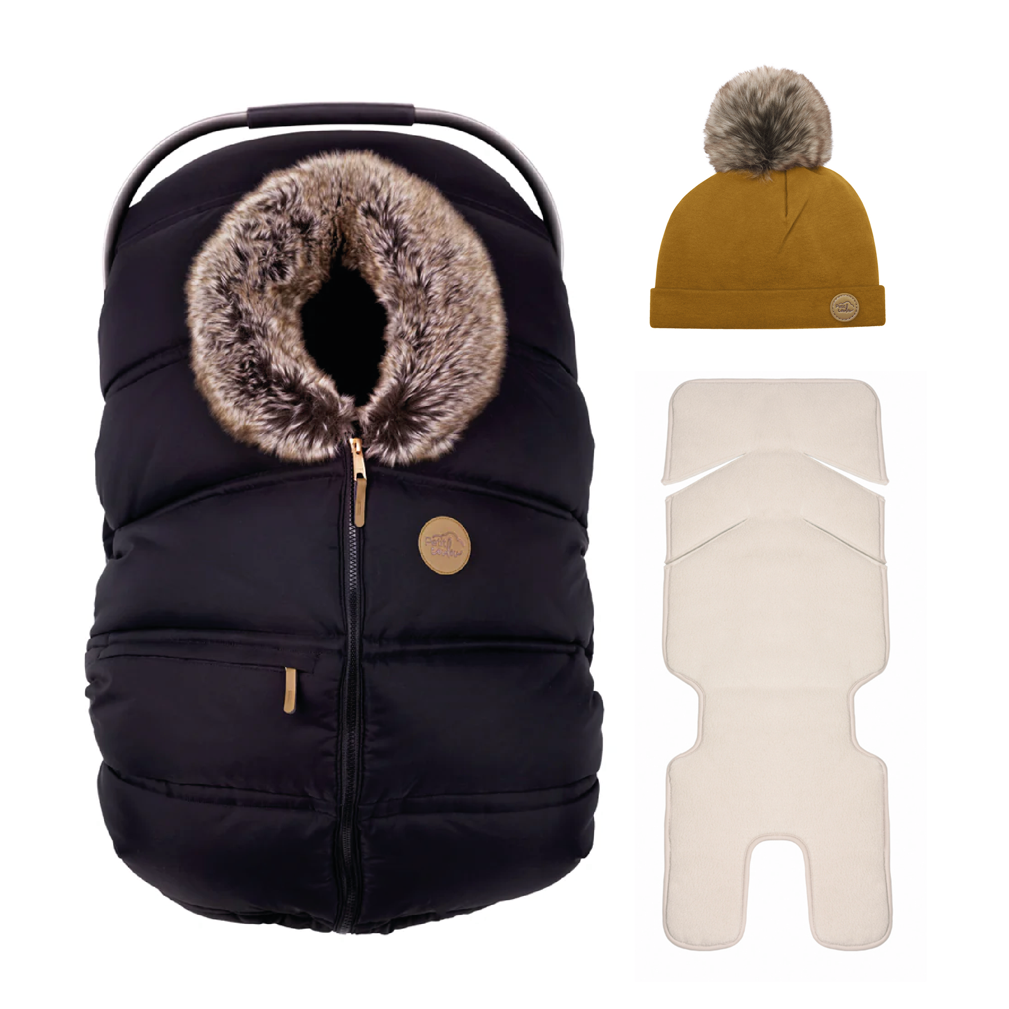 Ensemble : Housse hiver classique avec une tuque pompon 0-6m et un fond isolant