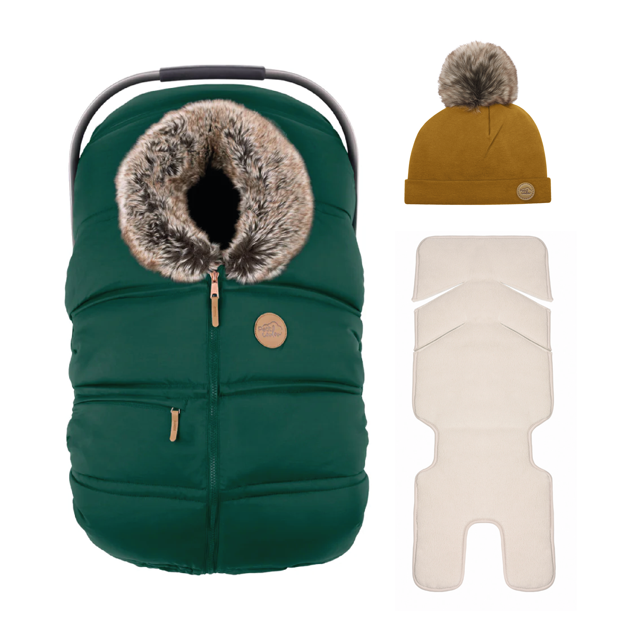 Ensemble : Housse hiver classique avec une tuque pompon 0-6m et un fond isolant