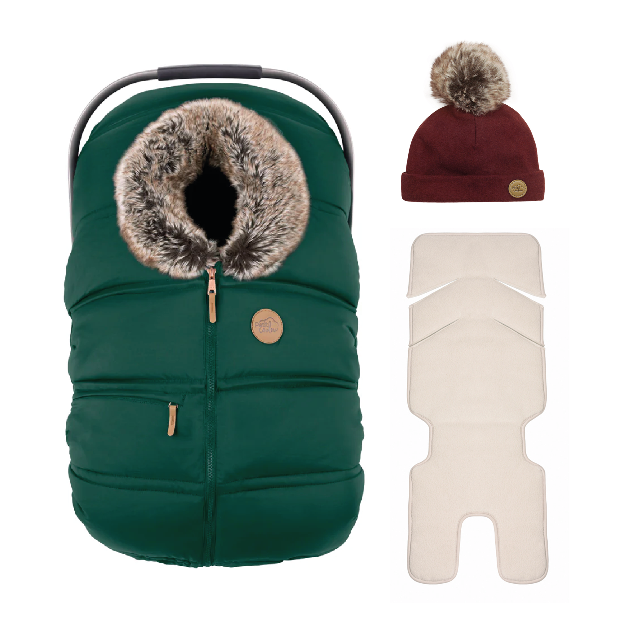 Ensemble : Housse hiver classique avec une tuque pompon 0-6m et un fond isolant