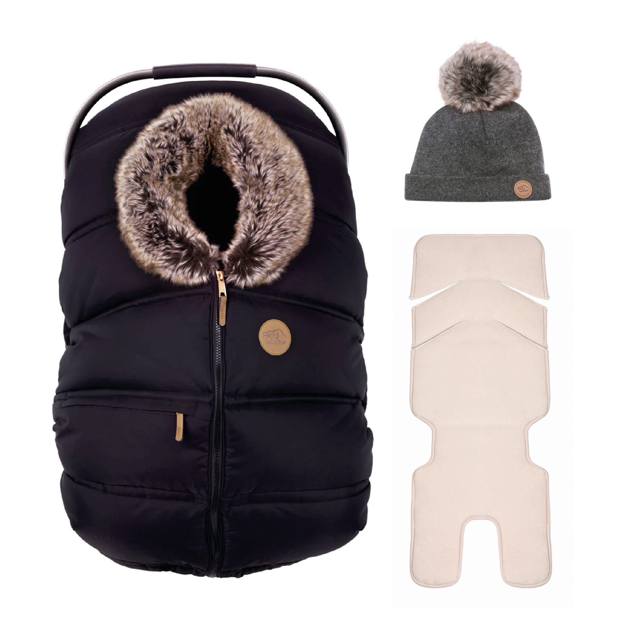 Ensemble : Housse hiver classique avec une tuque pompon 0-6m et un fond isolant